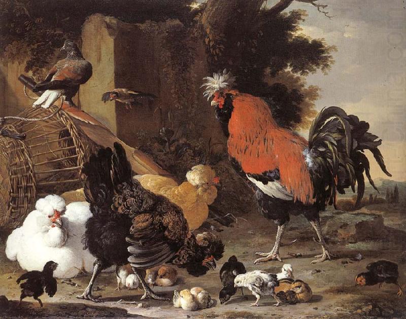 Melchior de Hondecoeter A Cock, Hens and Chicks china oil painting image